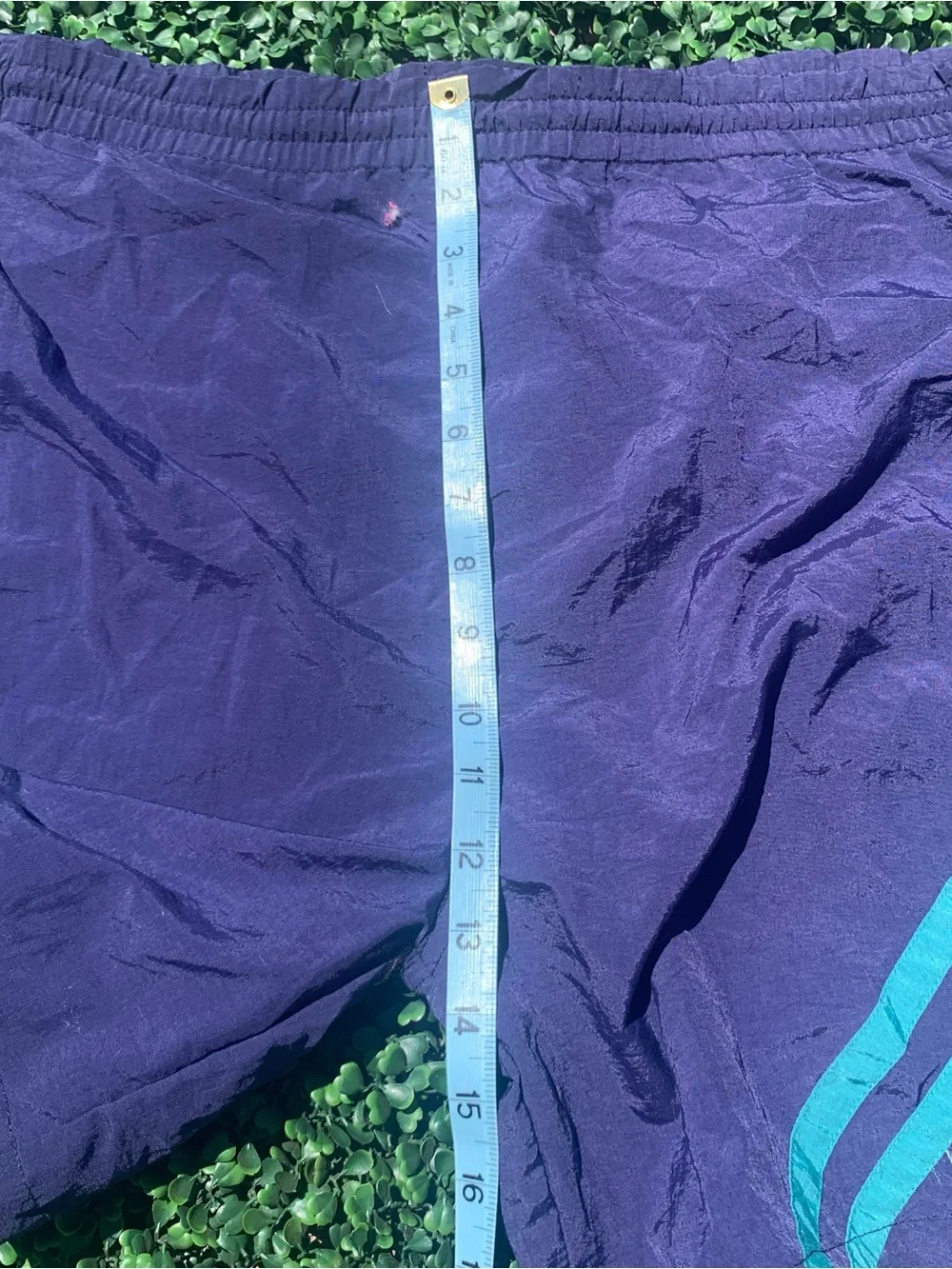 Vintage SPACE blue nylon swim trunks - needs elastic repair